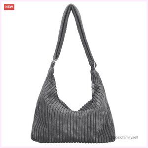 Corduroy Hobo Bag Adjustable Strap Crossbody Shoulder Purse Tote